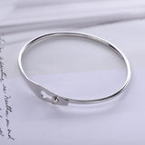 925 Silver Snap Bracelet with CZ Bangle for Women