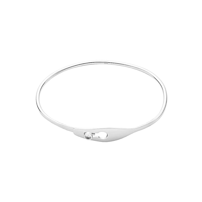 925 Silver Snap Bracelet with CZ Bangle for Women