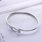 925 Silver Snap Bracelet with CZ Bangle for Women