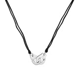 925 Sterling Silver Handcuffs Pendant Necklace Rope Adjustable