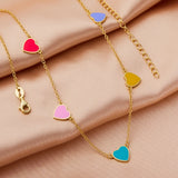 925 Sterling Silver Rainbow Heart Charm Necklace Choker