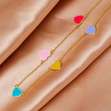925 Sterling Silver Rainbow Heart Charm Necklace Choker