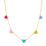 925 Sterling Silver Rainbow Heart Charm Necklace Choker