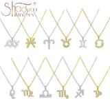 925 Silver Zodiac Pendant Choker with Crystal - Choose Your Sign