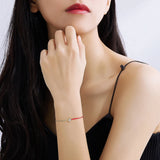 925 Silver Red String Bracelet Diamond Charm Zircon Women