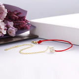 925 Silver Red String Bracelet Diamond Charm Zircon Women