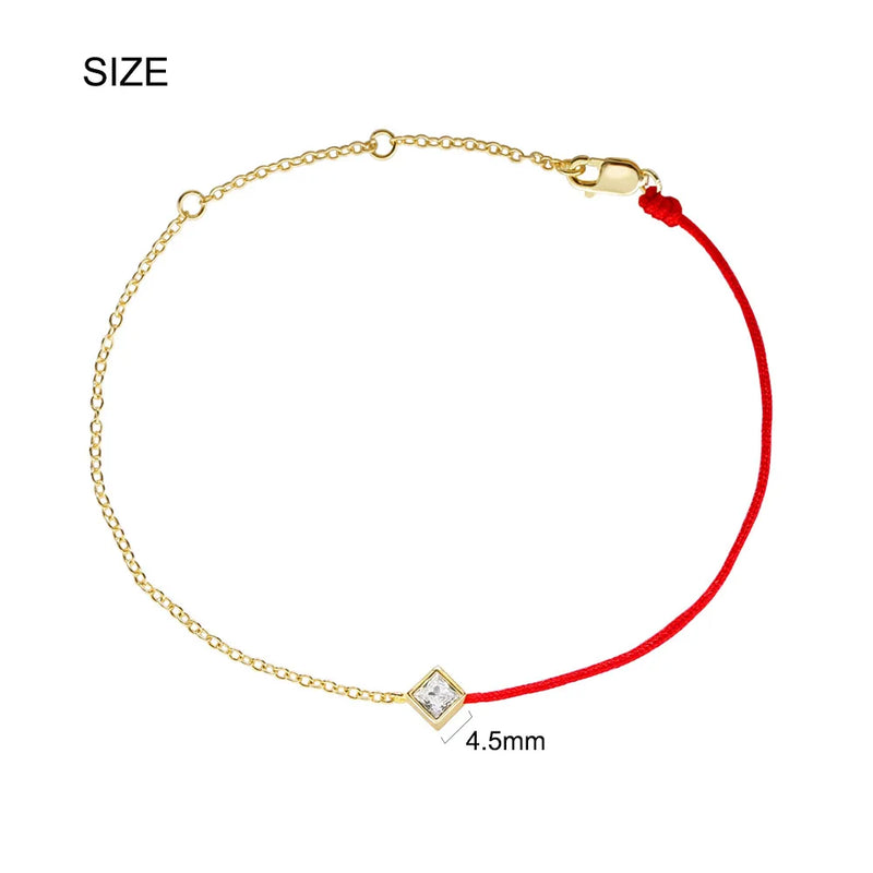925 Silver Red String Bracelet Diamond Charm Zircon Women