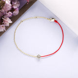 925 Silver Red String Bracelet Diamond Charm Zircon Women