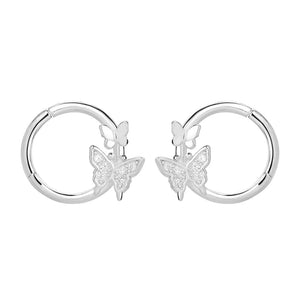 925 Silver Huggie Earrings Butterfly Cartilage Hoops