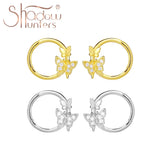 925 Silver Huggie Earrings Butterfly Cartilage Hoops