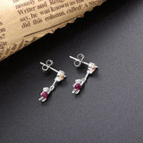 925 Silver Pink Bear Hanging Heart Balloon Drop Earrings for Girl