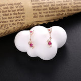 925 Silver Pink Bear Hanging Heart Balloon Drop Earrings for Girl