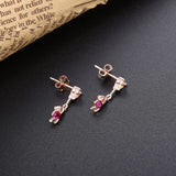 925 Silver Pink Bear Hanging Heart Balloon Drop Earrings for Girl