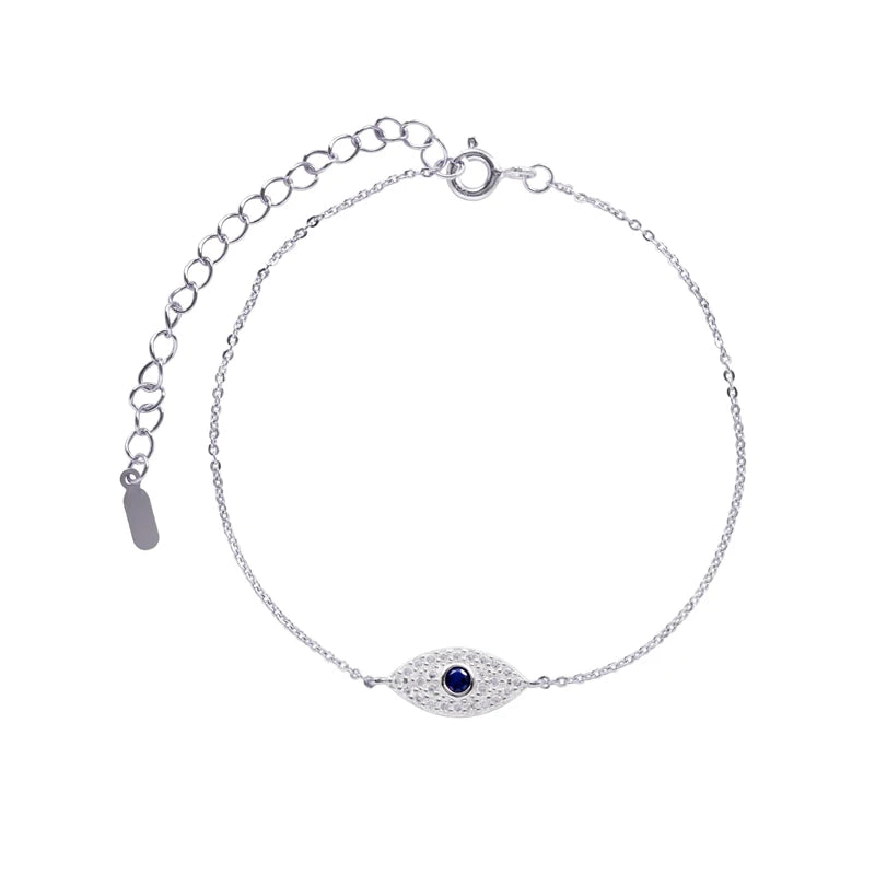 925 Silver Chain Bracelet Eye Charm Zircon CZ Women Jewelry Christmas Gift