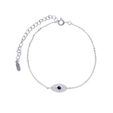 925 Silver Chain Bracelet Eye Charm Zircon CZ Women Jewelry Christmas Gift