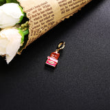 925 Silver Chocolate Dangles Pink Enamel Beads for DIY Jewelry