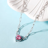 925 Silver Heart Birthstone Pendent Necklace Adjustable Chain