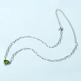 925 Silver Heart Birthstone Pendent Necklace Adjustable Chain