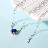 925 Silver Heart Birthstone Pendent Necklace Adjustable Chain
