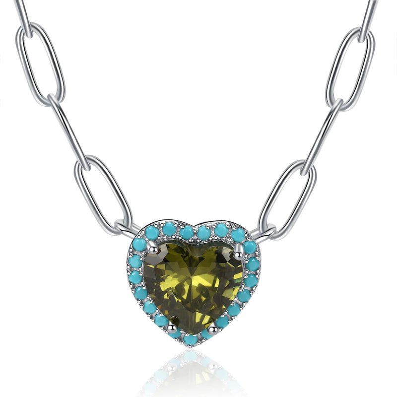 925 Silver Heart Birthstone Pendent Necklace Adjustable Chain