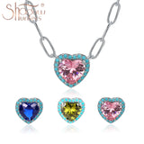 925 Silver Heart Birthstone Pendent Necklace Adjustable Chain