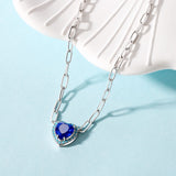 925 Silver Heart Birthstone Pendent Necklace Adjustable Chain