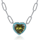 925 Silver Heart Birthstone Pendent Necklace Adjustable Chain