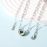 925 Silver Heart Birthstone Pendent Necklace Adjustable Chain