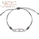 925 Silver Bracelet Moving Balls Clear Zircon Grey String