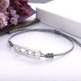 925 Silver Bracelet Moving Balls Clear Zircon Grey String