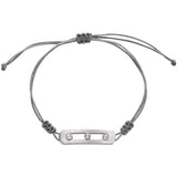 925 Silver Bracelet Moving Balls Clear Zircon Grey String