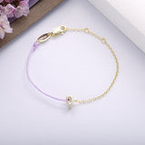 925 Silver Pink String Bracelet with Pear Shape Charm