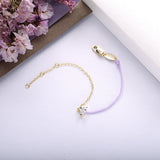 925 Silver Pink String Bracelet with Pear Shape Charm