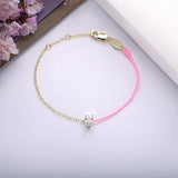 925 Silver Pink String Bracelet with Pear Shape Charm