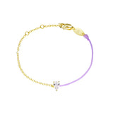 925 Silver Pink String Bracelet with Pear Shape Charm