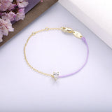 925 Silver Pink String Bracelet with Pear Shape Charm