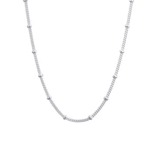 925 Silver Ball Chain Necklaces for Women Classic Jewelry Long Choker
