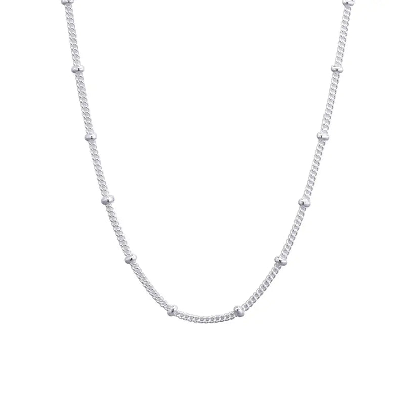 925 Silver Ball Chain Necklaces for Women Classic Jewelry Long Choker