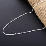 925 Silver Ball Chain Necklaces for Women Classic Jewelry Long Choker
