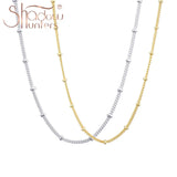925 Silver Ball Chain Necklaces for Women Classic Jewelry Long Choker