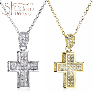 925 Sterling Silver Cross Pendant Necklace Full CZ Women Japan S925 Jewelry