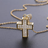 925 Sterling Silver Cross Pendant Necklace Full CZ Women Japan S925 Jewelry