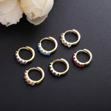 925 Silver Ball Charms Hoop Earrings Opal Women Jewelry