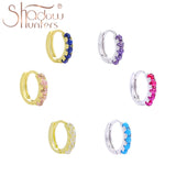925 Silver Ball Charms Hoop Earrings Opal Women Jewelry