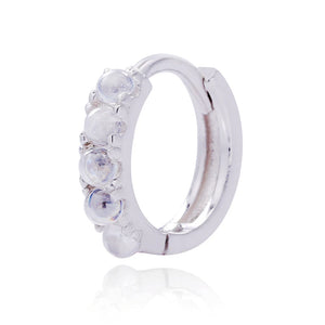 925 Silver Ball Charms Hoop Earrings Opal Women Jewelry