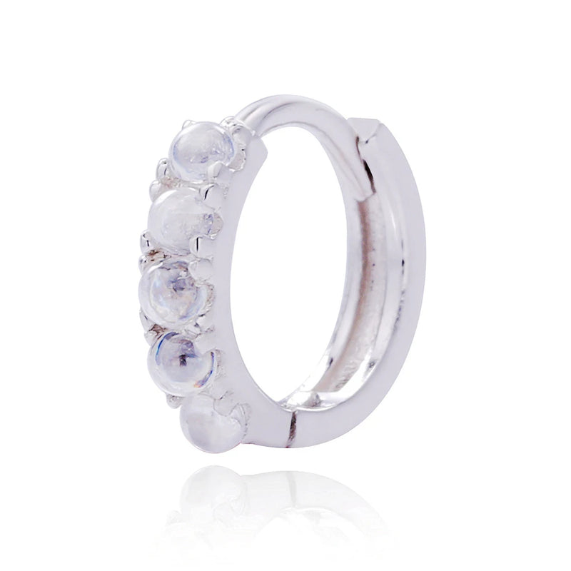 925 Silver Ball Charms Hoop Earrings Opal Women Jewelry