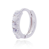 925 Silver Ball Charms Hoop Earrings Opal Women Jewelry