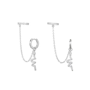 925 Silver Chain Ear Cuff Snake Charms Clip On Earrings