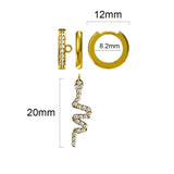 925 Silver Chain Ear Cuff Snake Charms Clip On Earrings