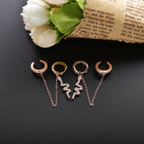 925 Silver Chain Ear Cuff Snake Charms Clip On Earrings